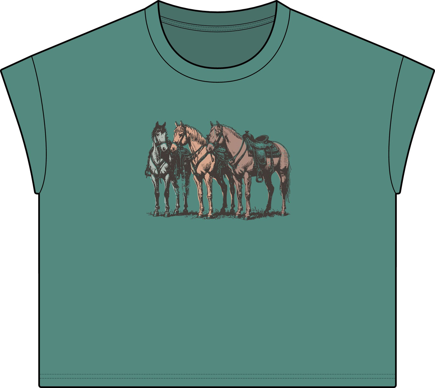 Horses Relaxed Vintage Tee - Saltwater Teal