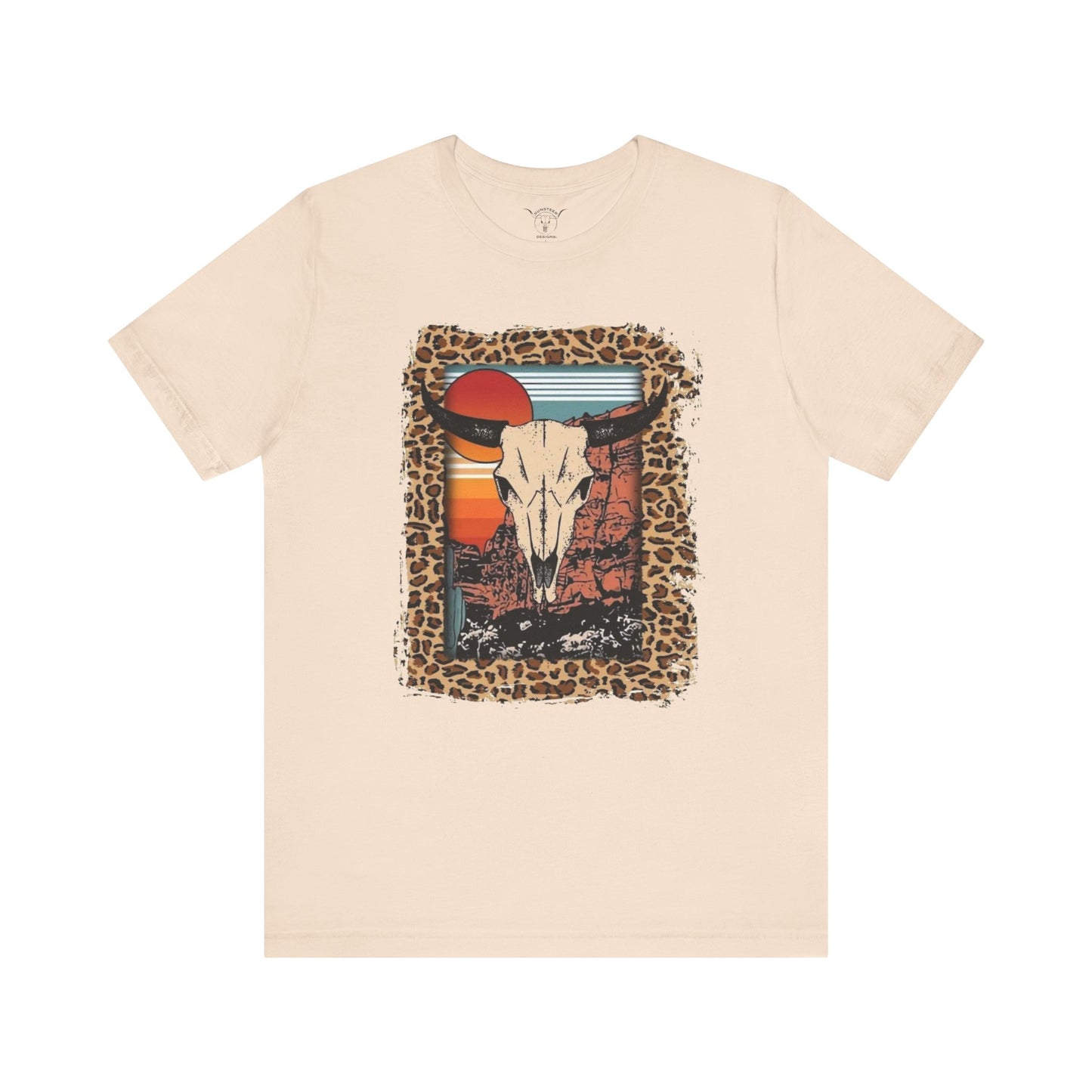 Cheetah Sunset Steer Skull Tee