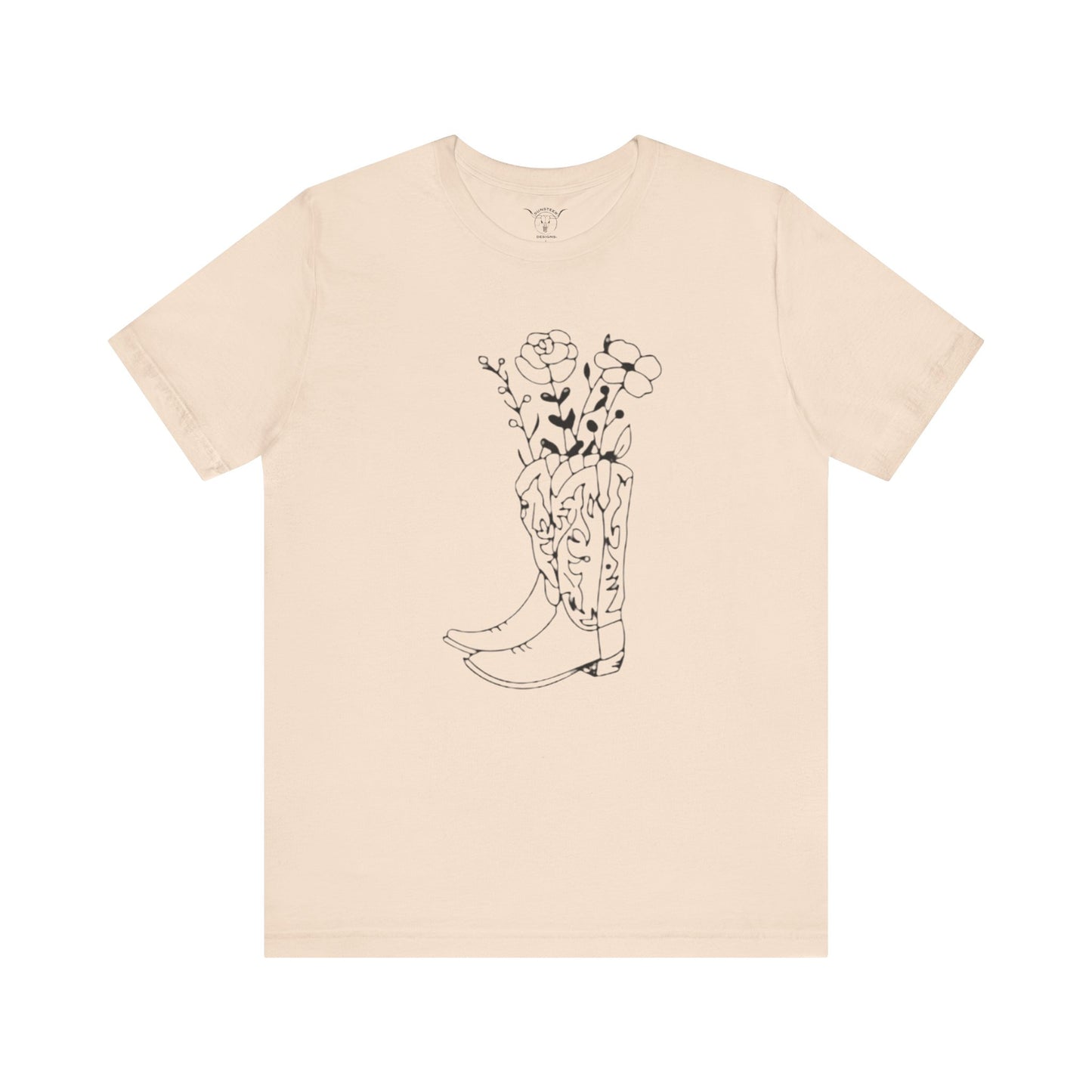 Boots & Flowers Soft Cream Tee