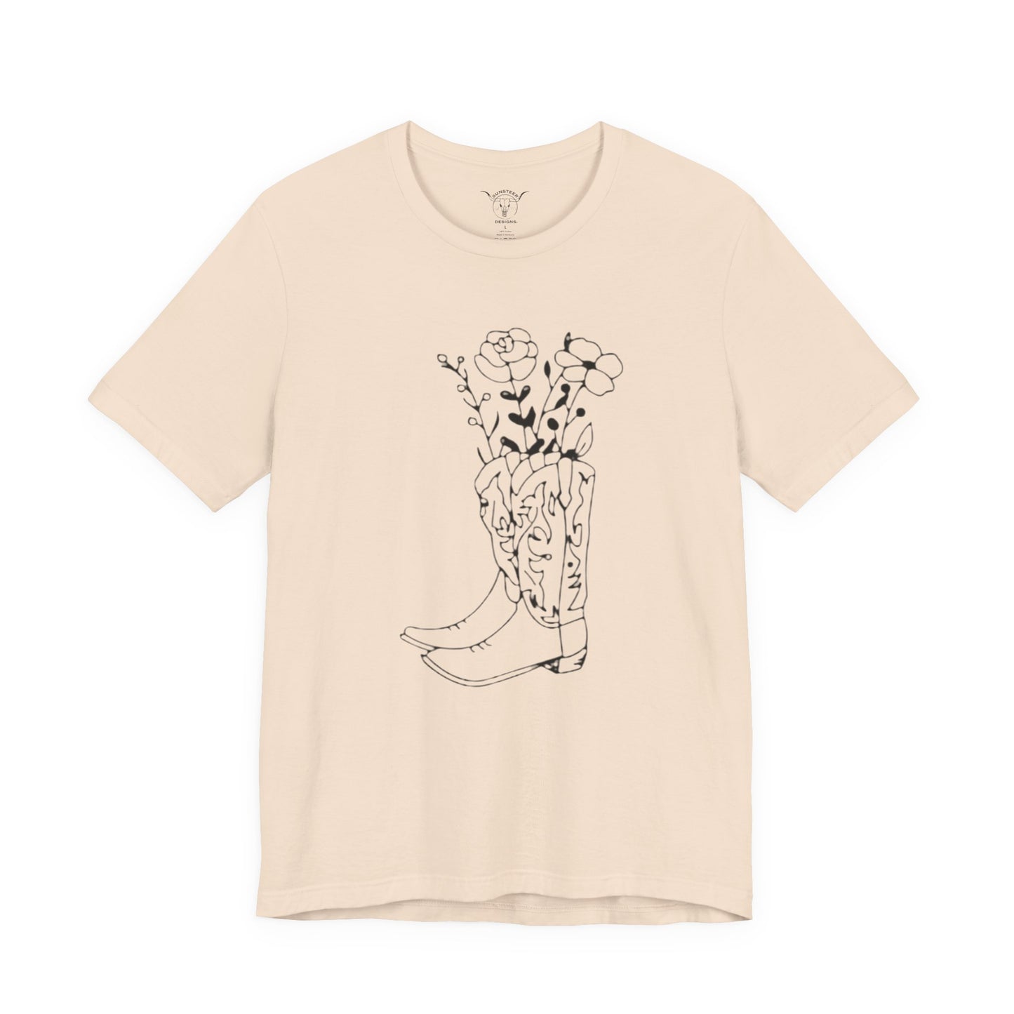 Boots & Flowers Soft Cream Tee