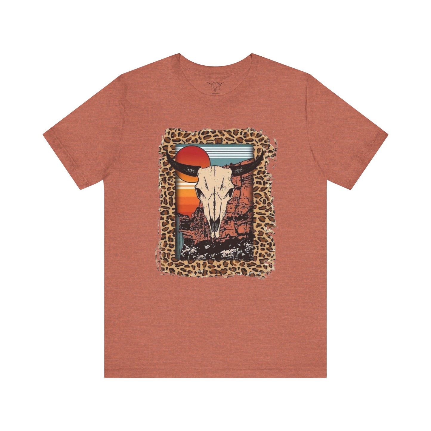 Cheetah Sunset Steer Skull Tee