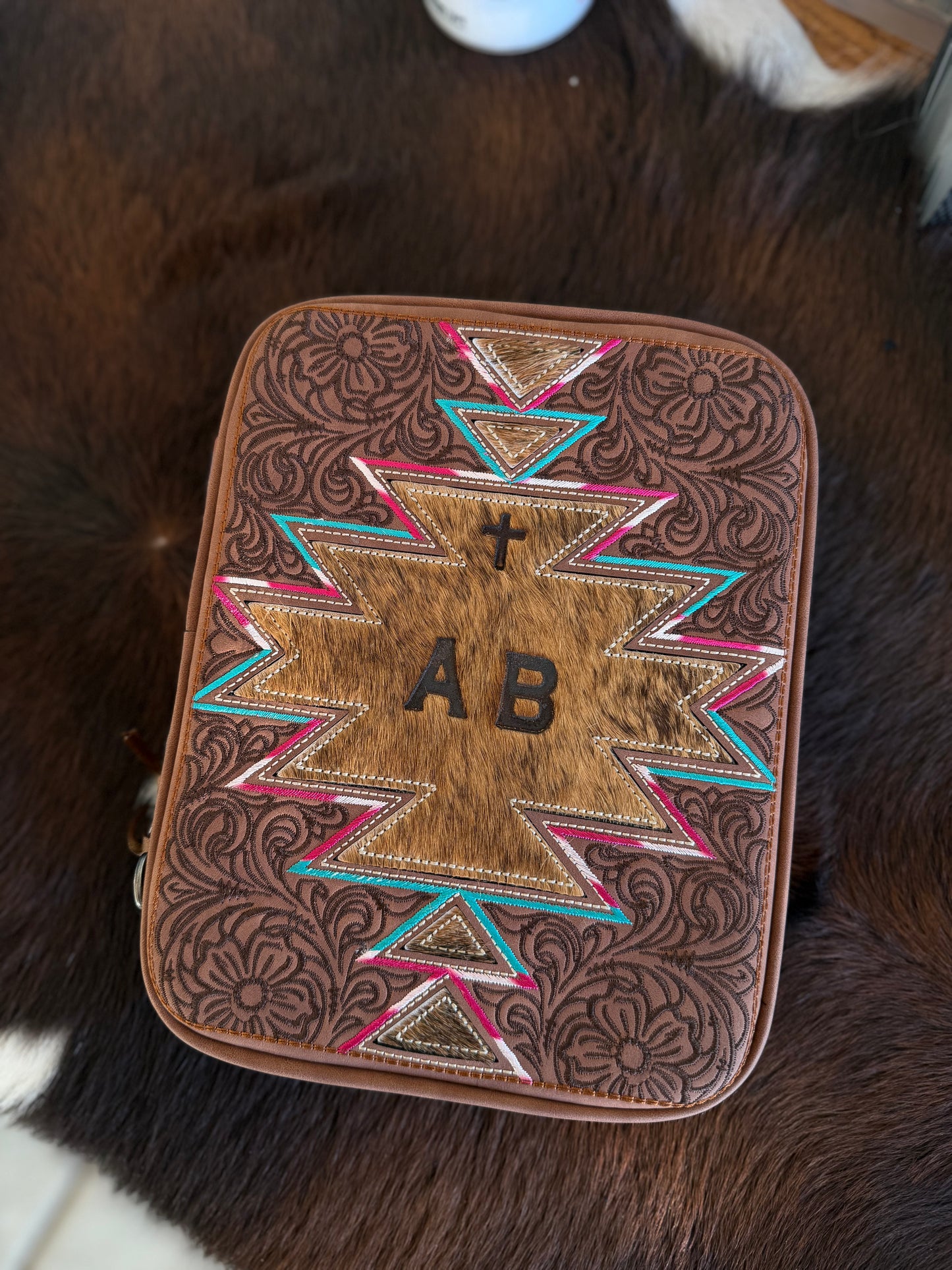 Branded Bible Case - Brown Aztec