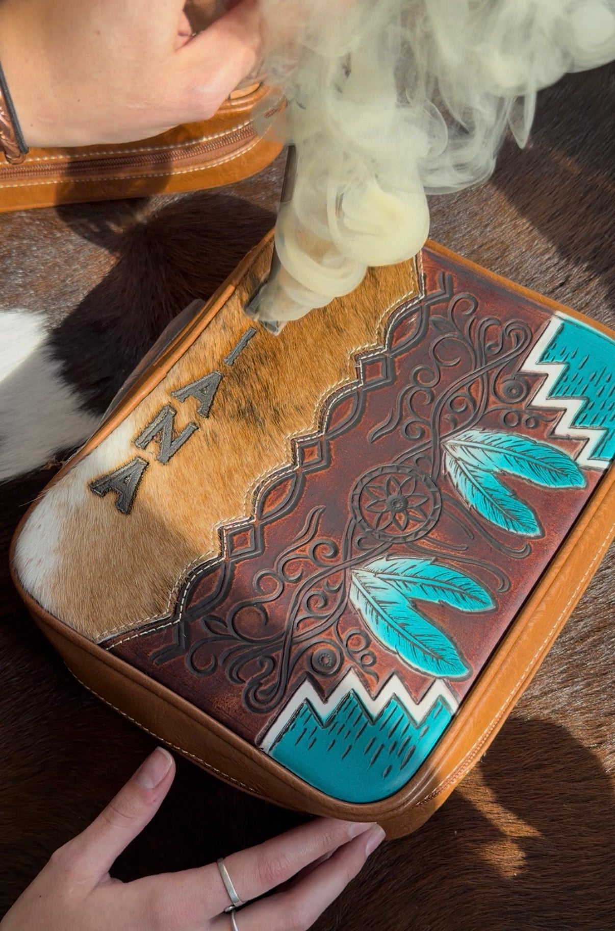 Branded Bible Case - Teal Feathers