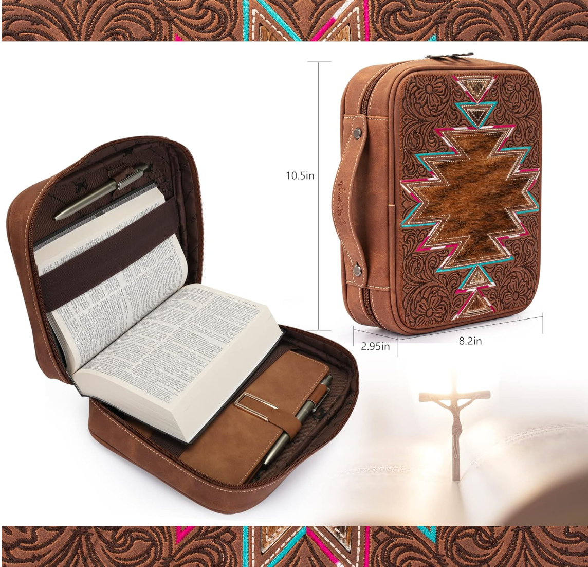 Branded Bible Case - Brown Aztec
