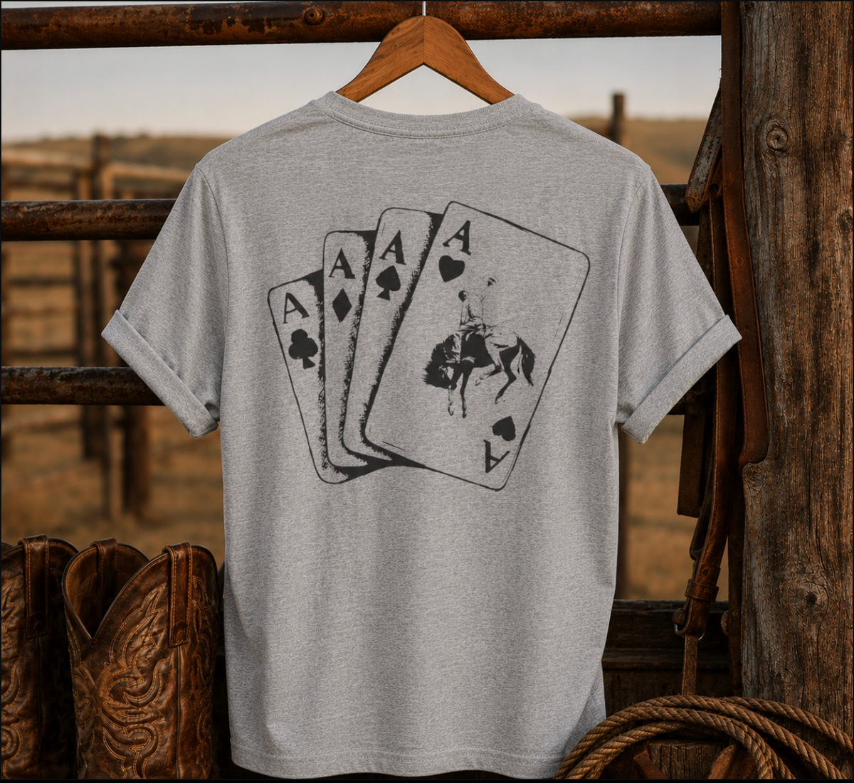 Aces Bronc Grey Brand Tee