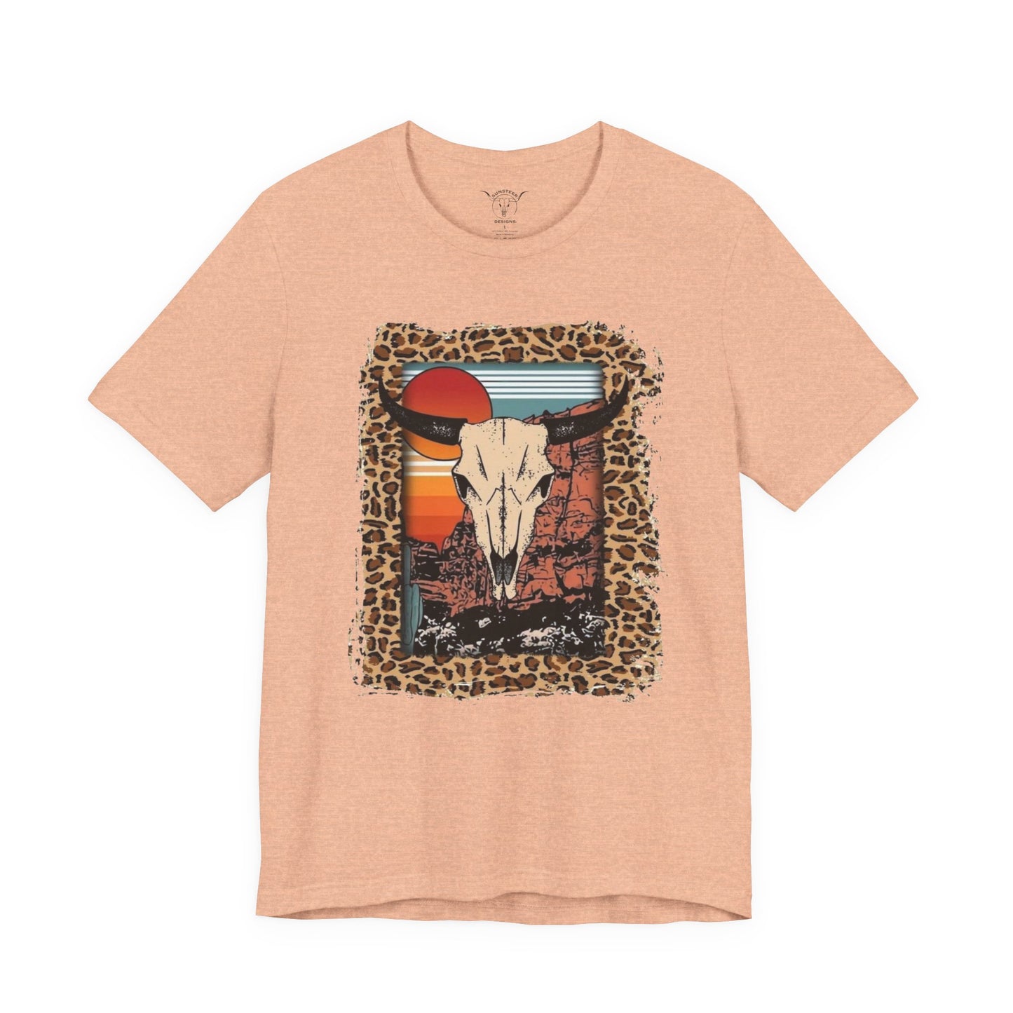 Cheetah Sunset Steer Skull Tee