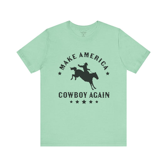 Make America Cowboy Again Mint Tee-Black