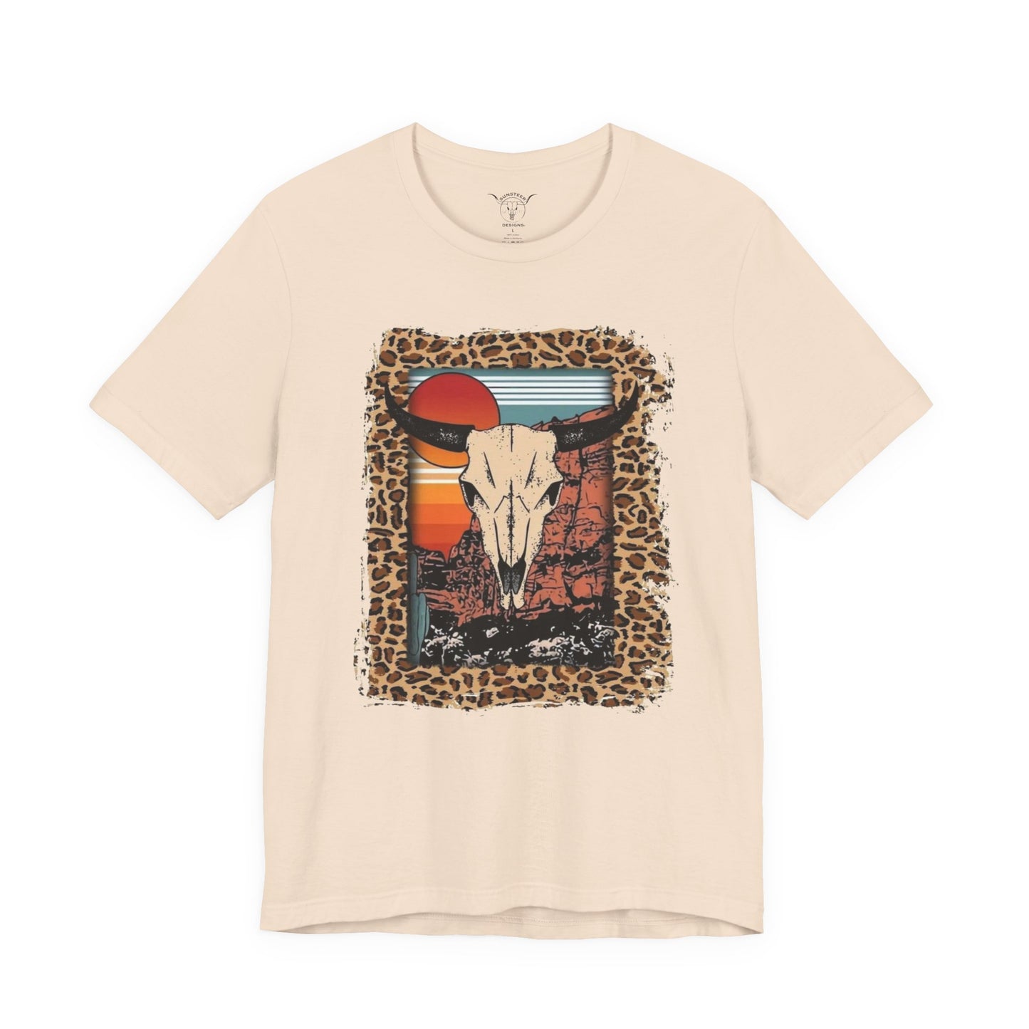 Cheetah Sunset Steer Skull Tee