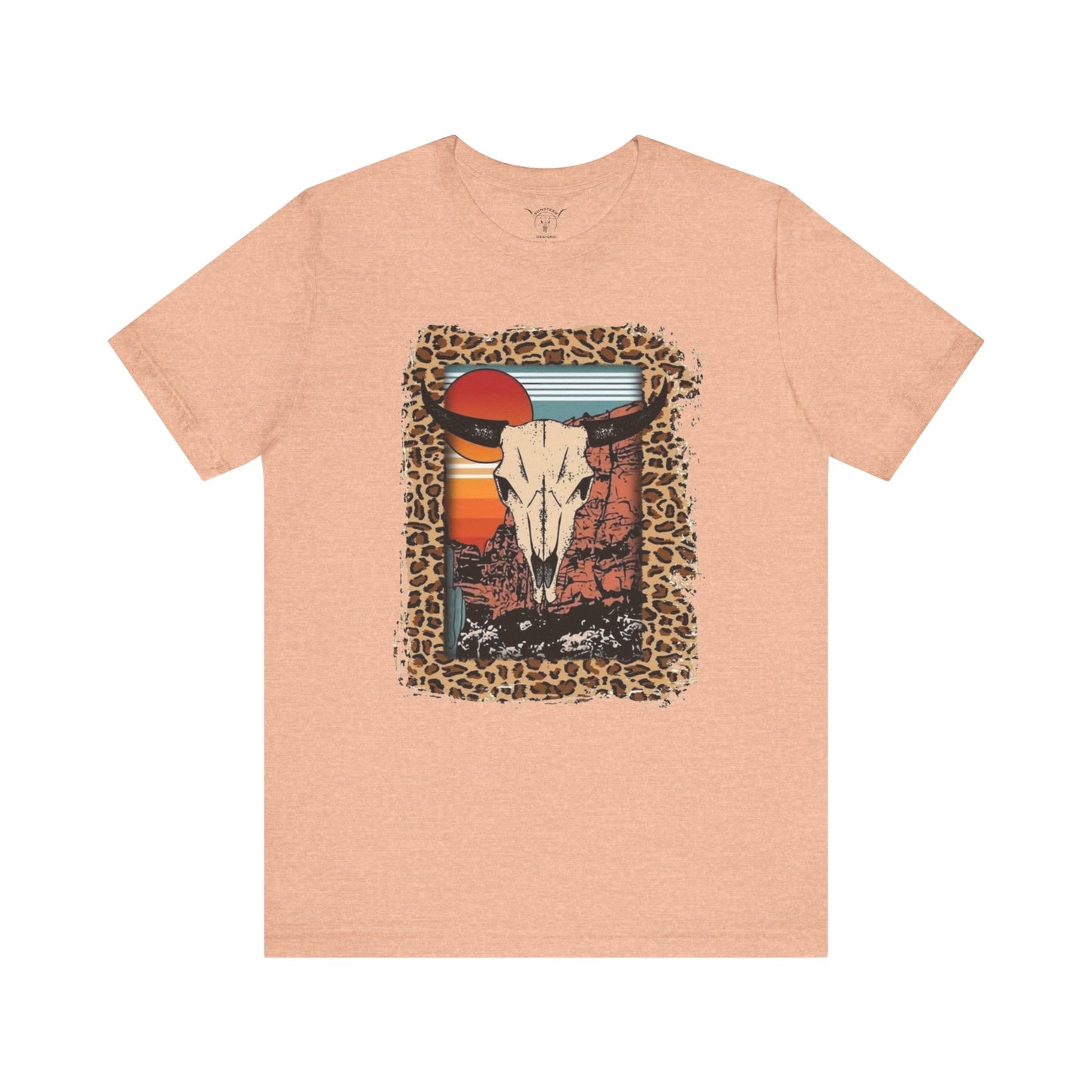 Cheetah Sunset Steer Skull Tee