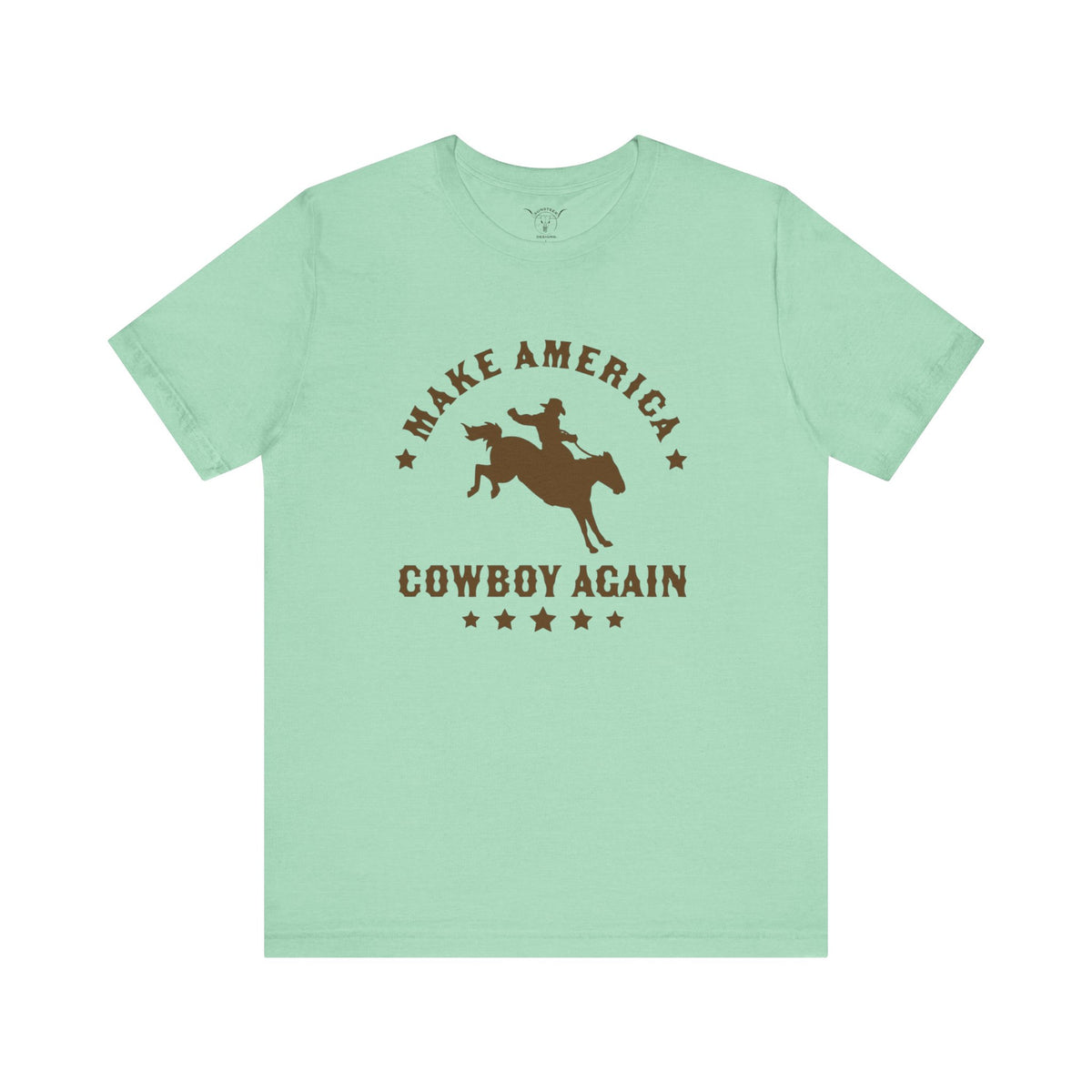 Make America Cowboy Again Mint Tee-Brown