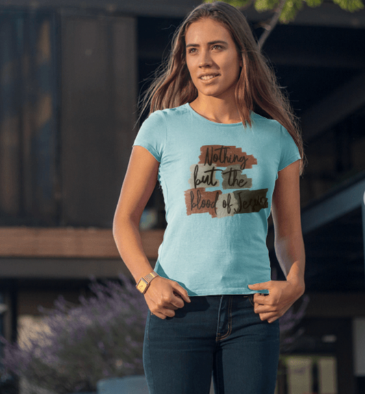 Blood Of Jesus Heather Ice Blue Tee