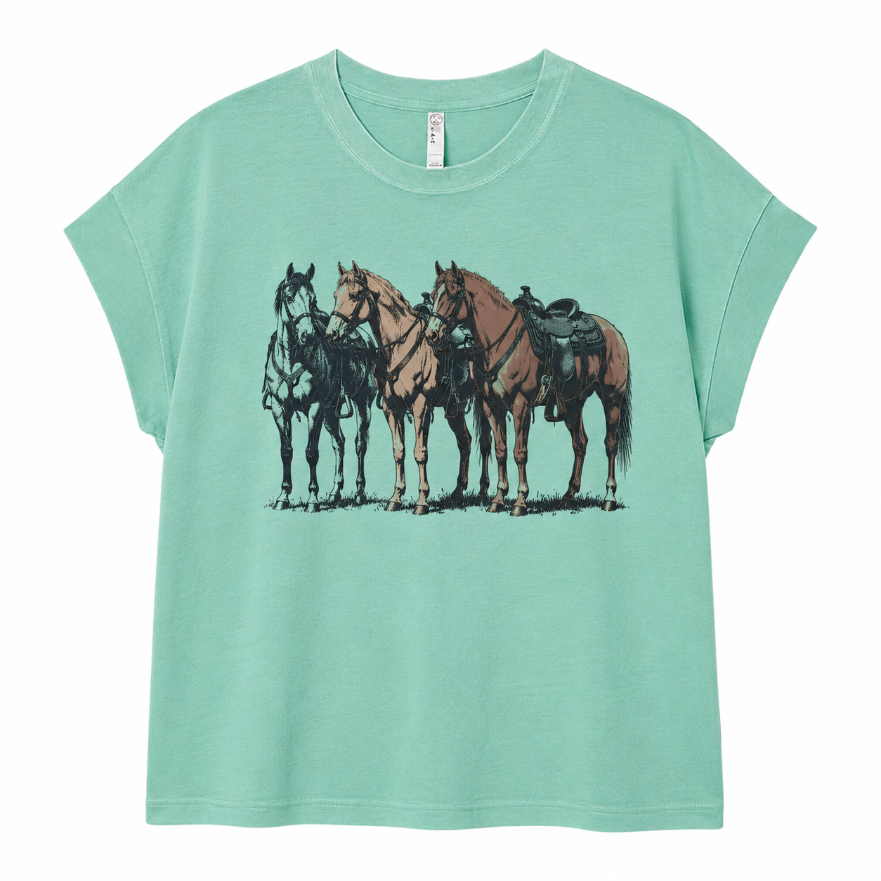 Horses Relaxed Vintage Tee - Saltwater Teal