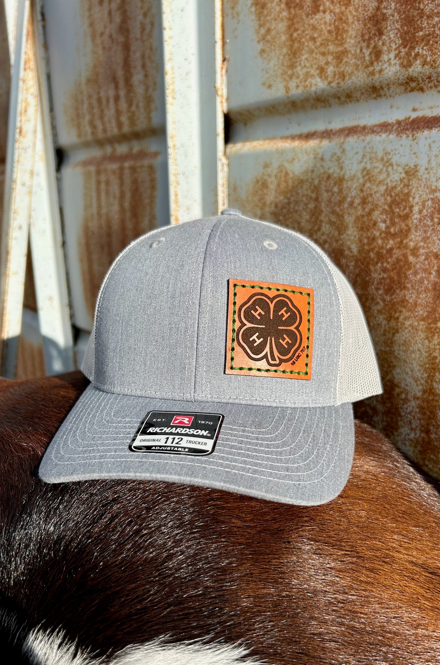 4-H Leather Engraved Hat - Heather Grey/Light Grey