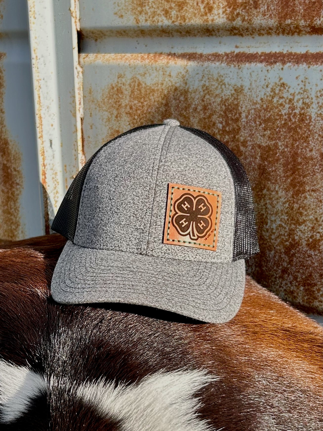 4-H Leather Engraved Hat - Black Heather/Black
