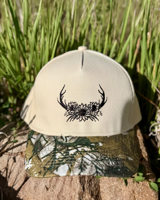 Floral Antlers Camo Trucker Hat