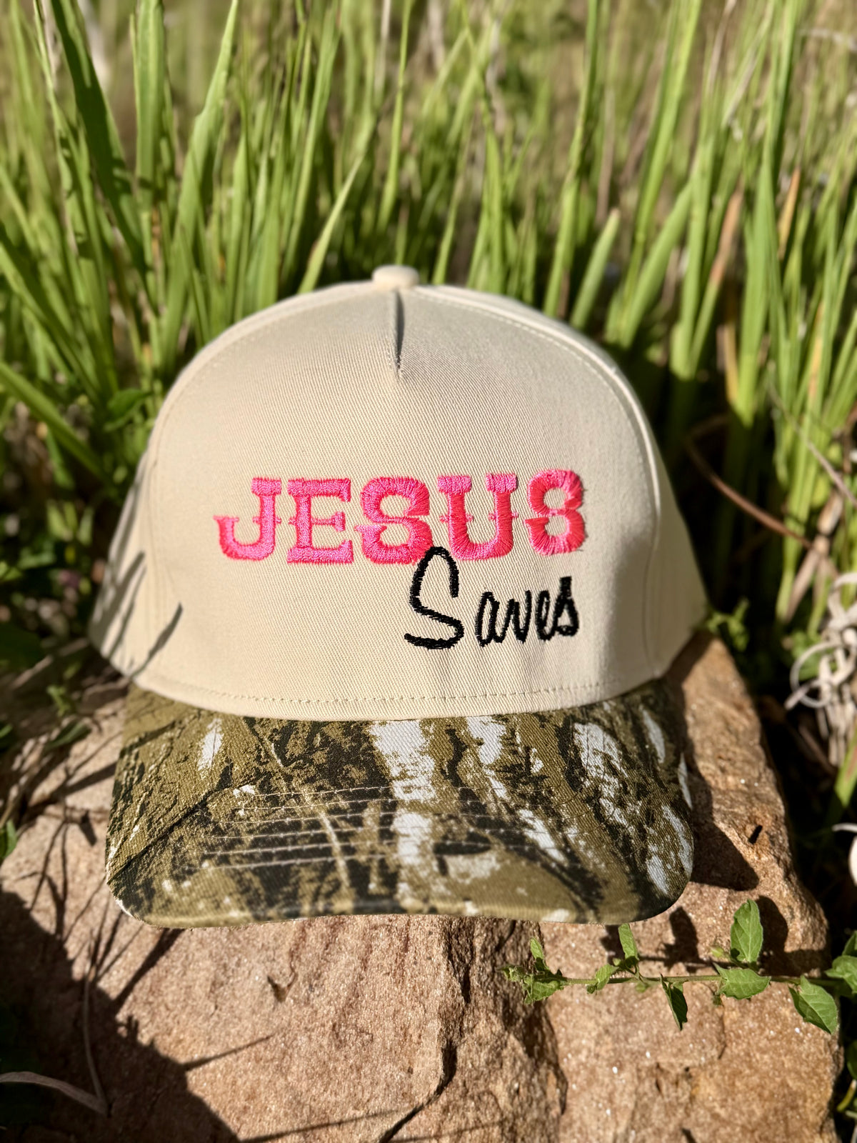 Jesus Saves Camo Trucker Hat