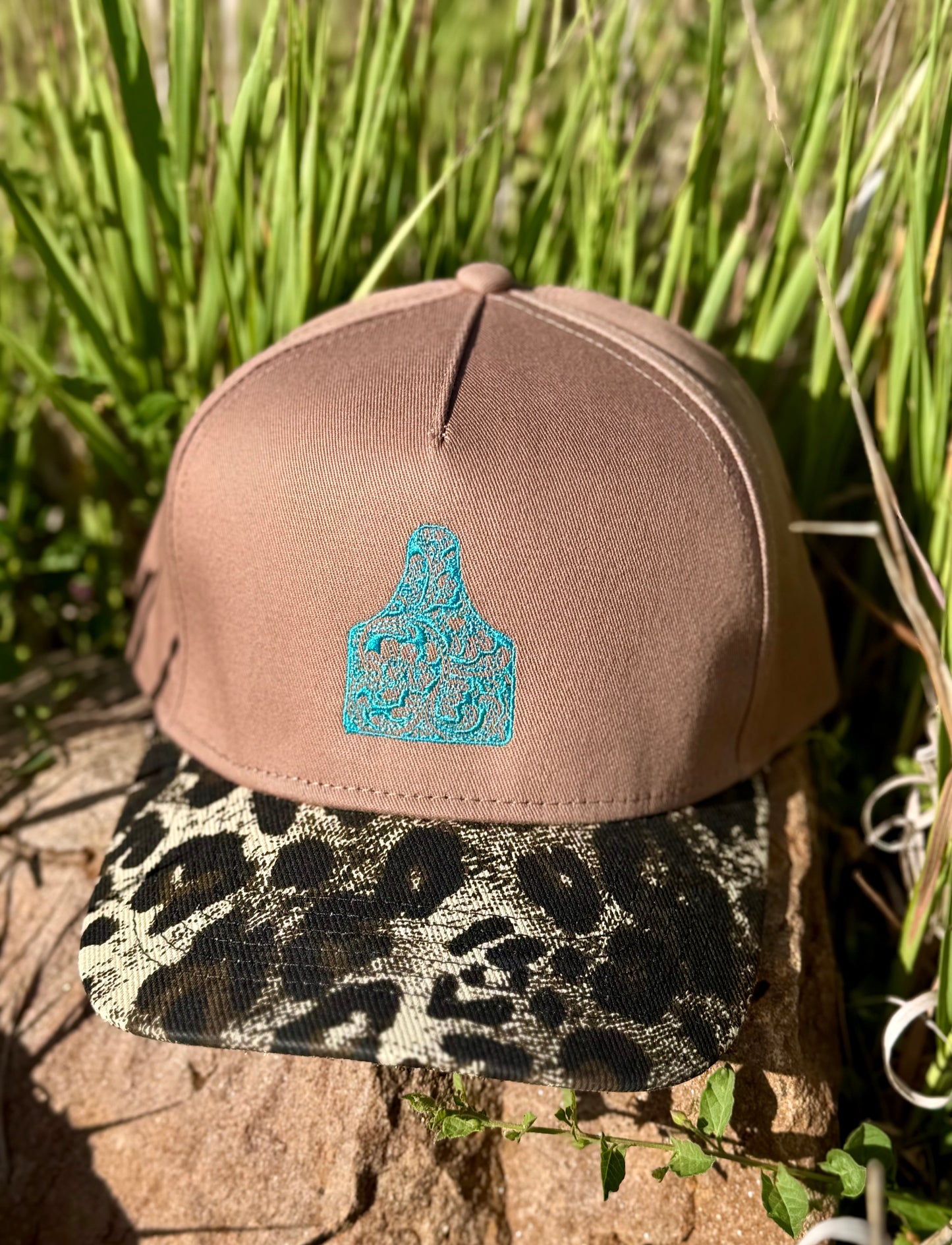 Tooled Cowtag Leopard Trucker Hat