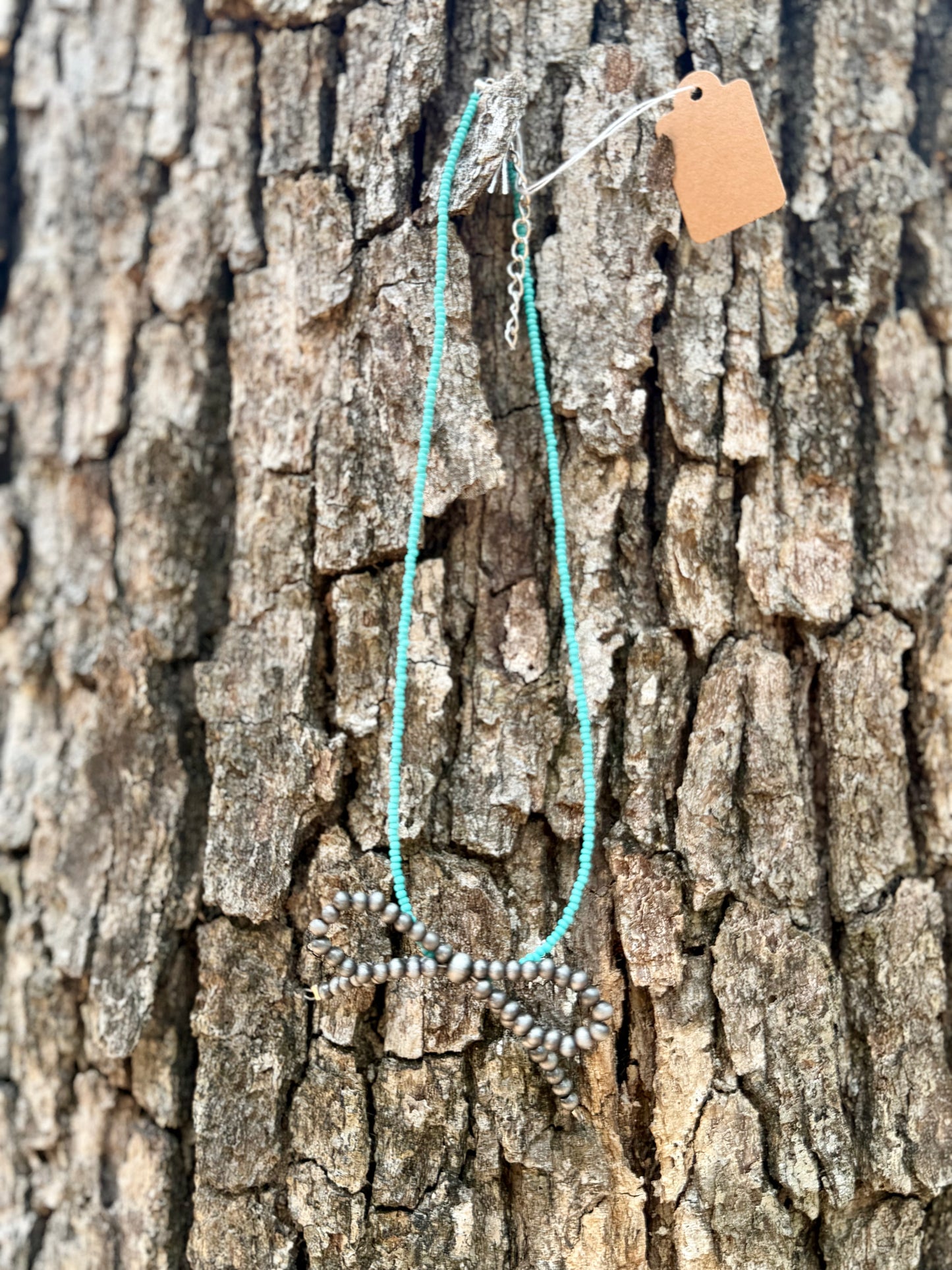 Faux Turquoise/Navajo Bow Necklace