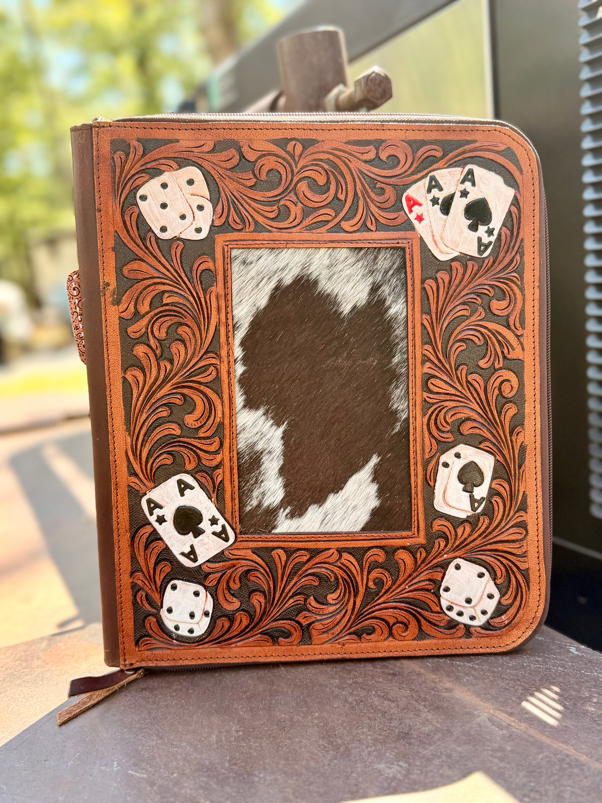 Branded Aces Tooled Leather Portfolio