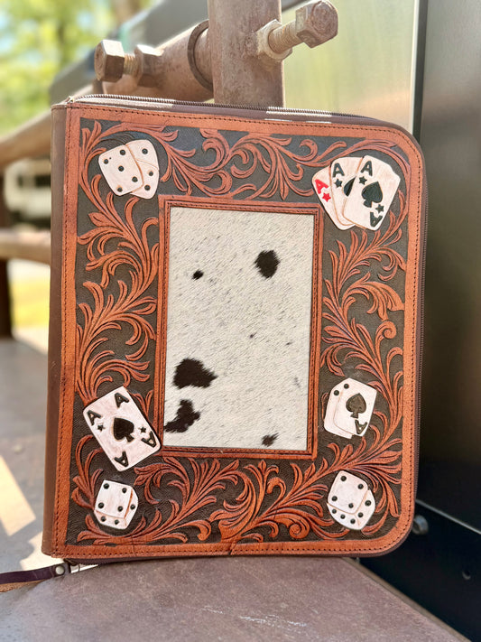 Branded Aces Tooled Leather Portfolio