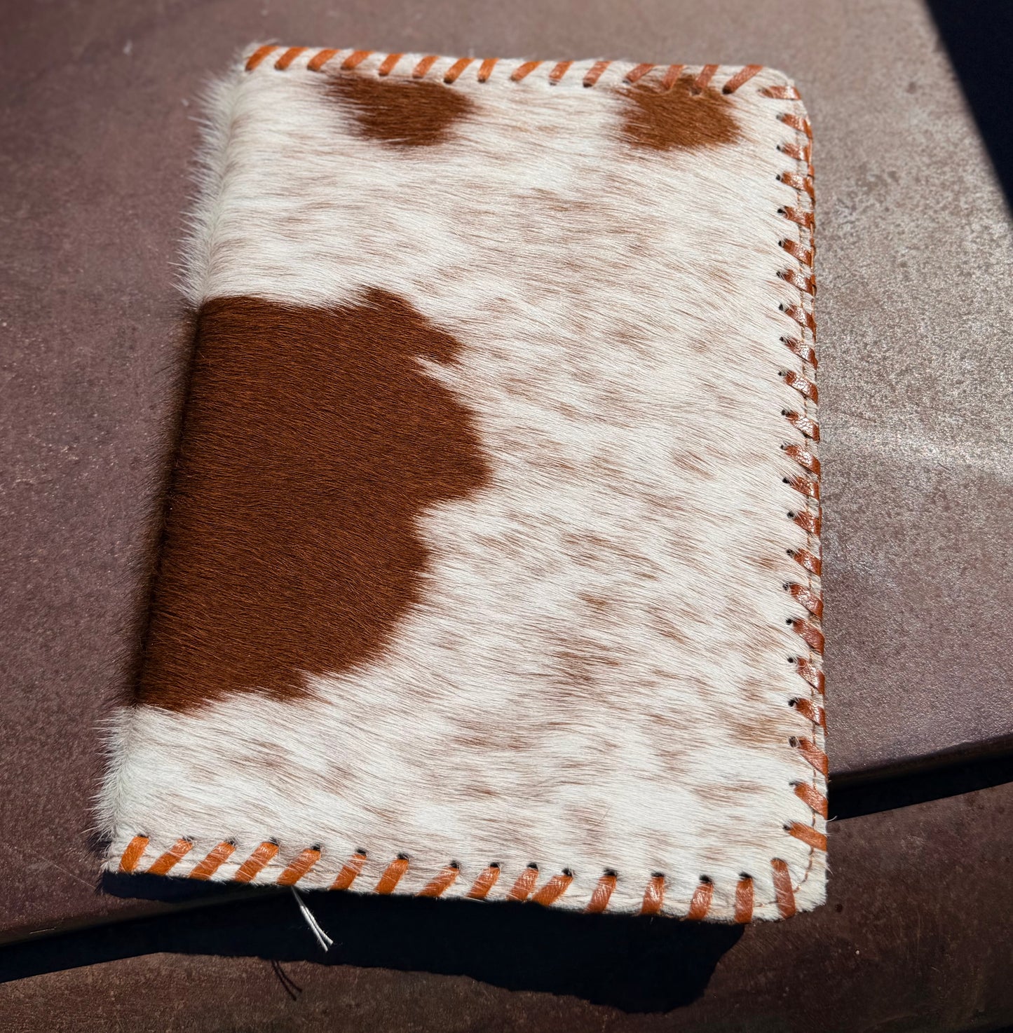 Branded Cowhide Book Cover - Red