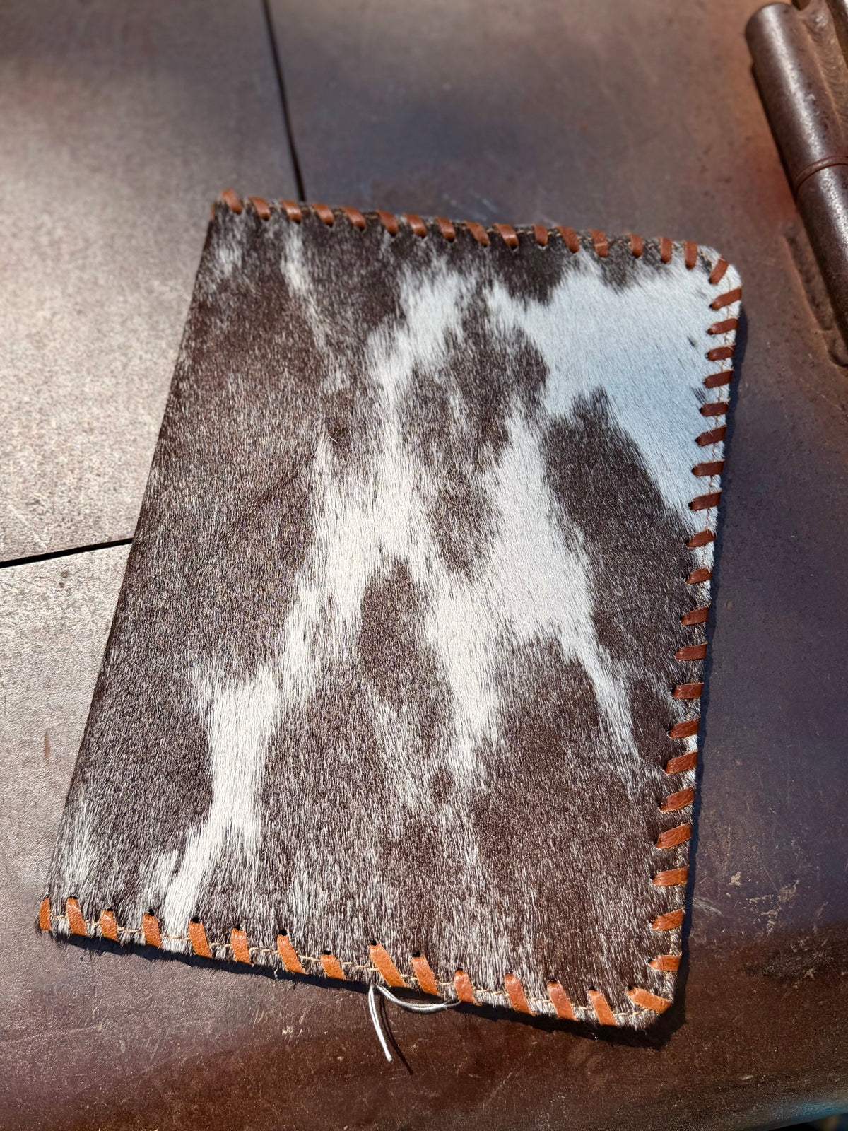 Branded Cowhide Book Cover - Black