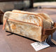 Branded Cowhide Toiletry Bag- Light Brown