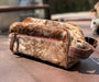 Branded Cowhide Toiletry Bag- Brown