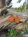 Tooled Leather Cowtag Earrings - Brown