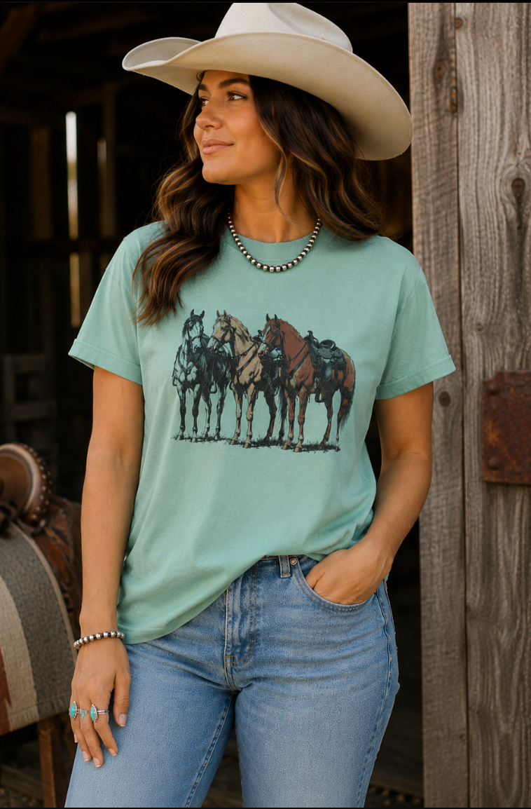Horses Comfort Colors Tee - Teal