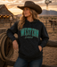 Western Livin' Leopard Hoodie -Teal