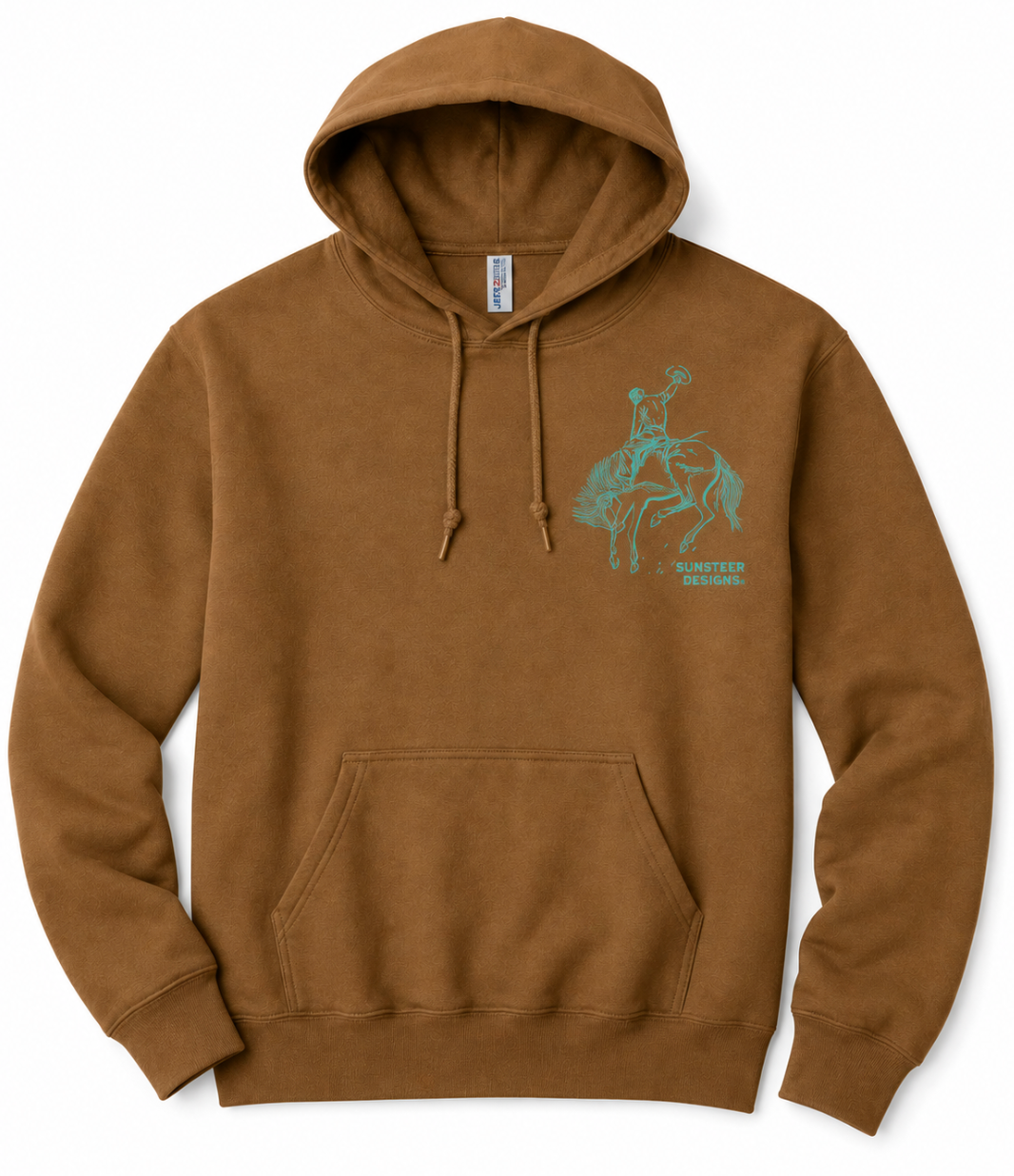 Teal Aces Bronc Hoodie -Brown