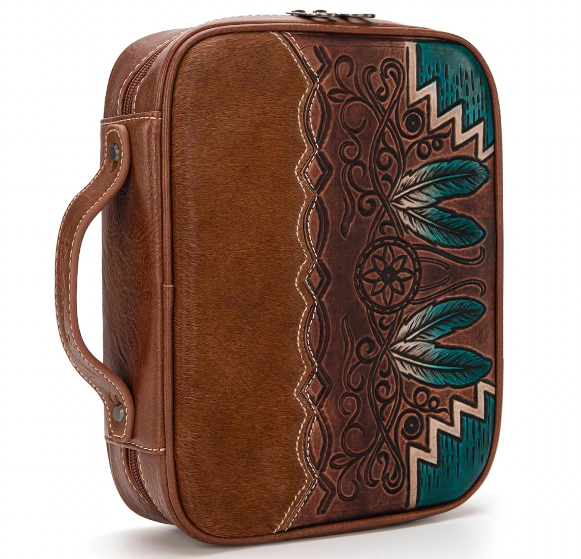 Branded Bible Case - Teal Feathers