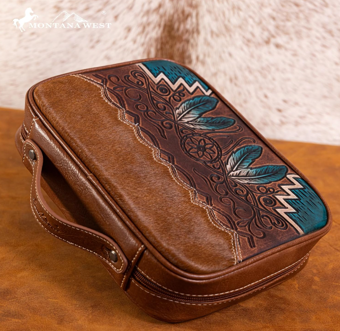 Branded Bible Case - Teal Feathers