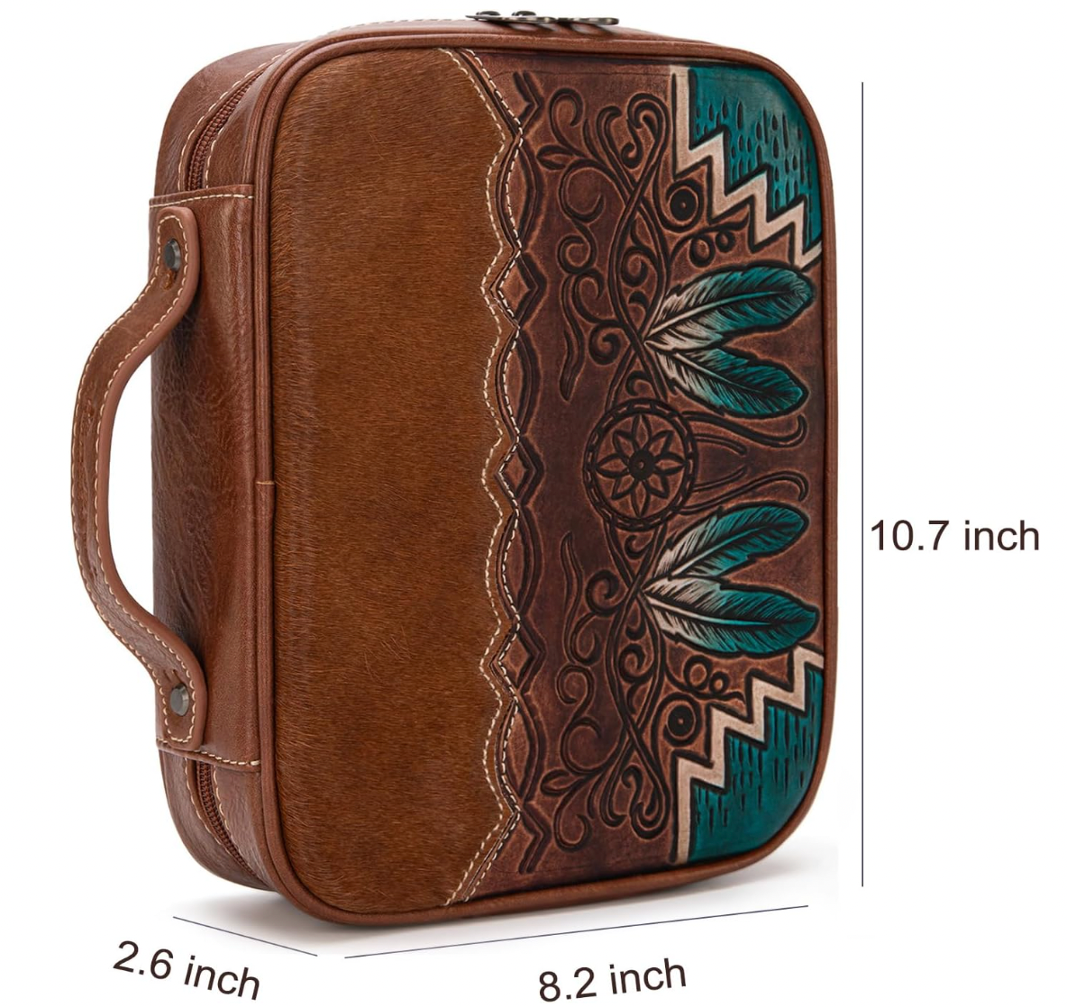 Branded Bible Case - Teal Feathers