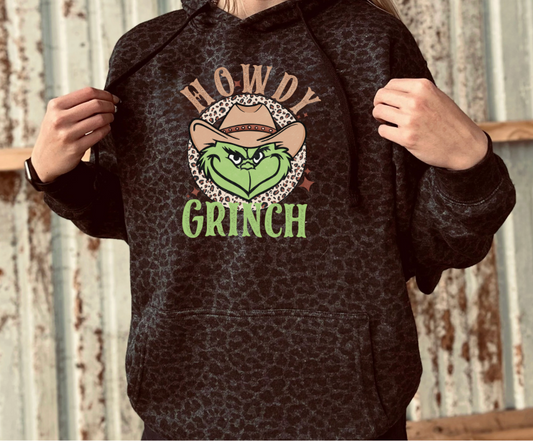 Howdy Grinch Black Leopard Hoodie