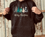 Merry Christmas Trees Black Leopard Hoodie