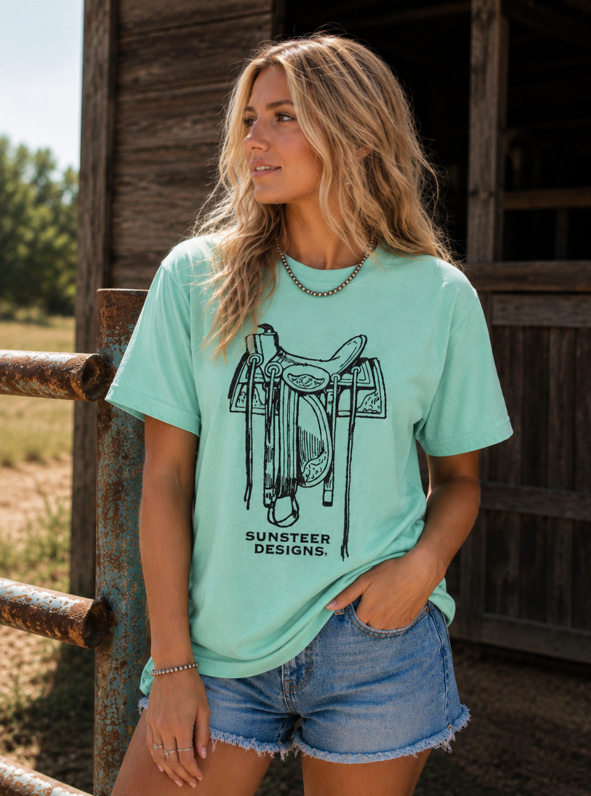 Comfort Colors Saddle Tee - Teal