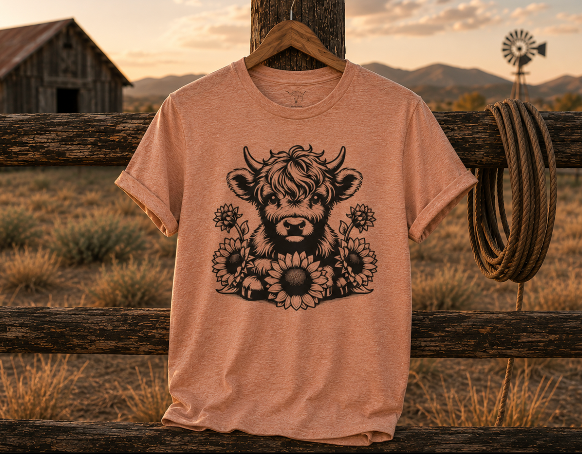 Sunflower Highland Cow Tee