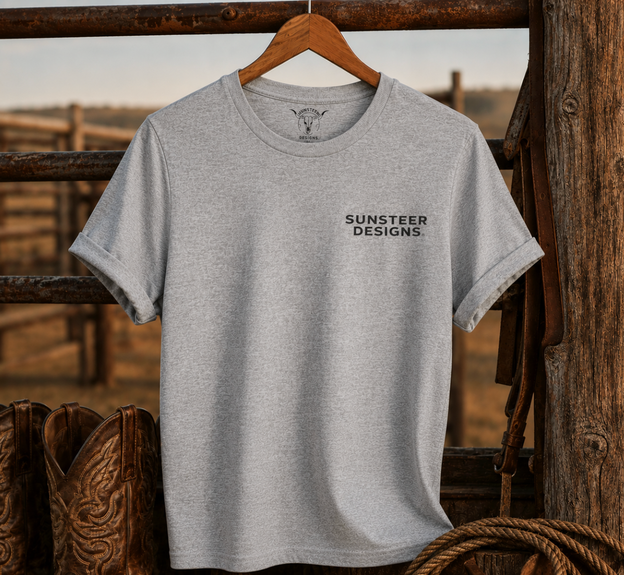 Aces Bronc Grey Brand Tee
