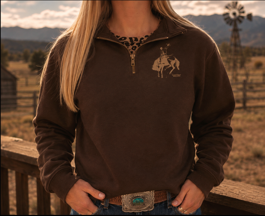 Bucking Bronc 1/4 Zip - Brown/Tan