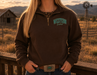Western Livin' 1/4 Zip - Brown