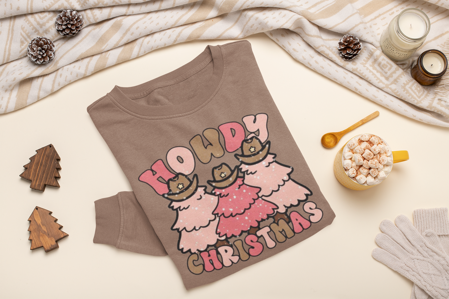 Howdy Christmas Crewneck Sweatshirt - Espresso